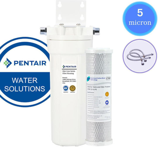 Pentair 2g Slimline Water Filtration System Under Sink with Faucet & Replacement Filter 57-0087