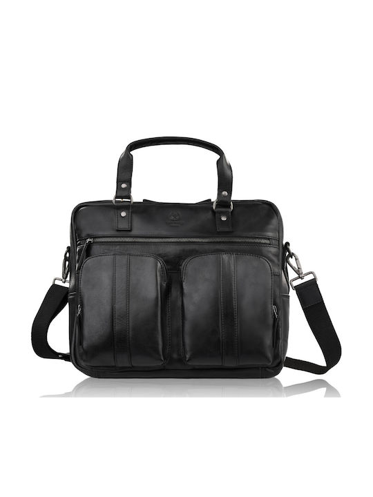 Leather Men's Bag Messenger Black