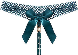 Women Sexy Open Bow Thong Green