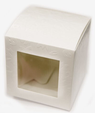 Fereastră Hârtie Cutie pentru Cadou Alb 10x10x10cm.