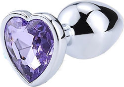Smd Plug Anal S 7cm Argintiu Liliac Inimă