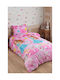 Kids Duvet Cover Set for Girls Pink Pattern 160x200 Cm