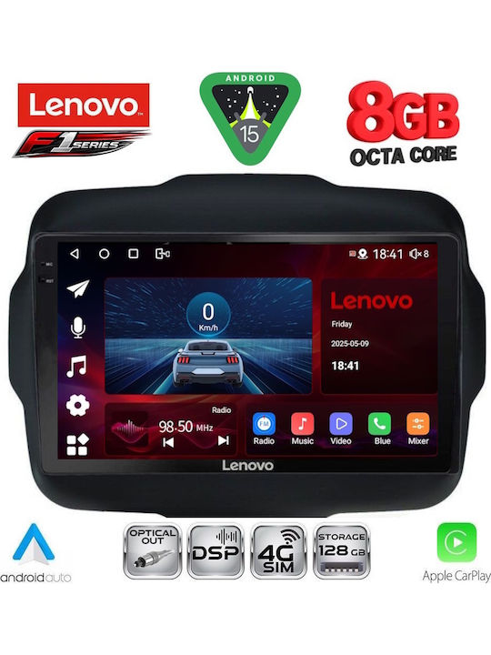 Lenovo Car Audio System for Jeep Renegade 2014-2022 (Bluetooth/USB/WiFi/GPS/Apple-Carplay/Android-Auto) with Touch Screen 9"