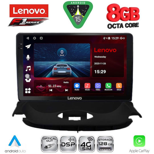 Lenovo Car Audio System for Peugeot 206 1998-2006 (Bluetooth/USB/WiFi/GPS/Apple-Carplay/Android-Auto) with Touch Screen 9"