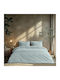 Beauty Home Set Cotton Satin Duvet Cover 170x250cm Single with Pillowcase Art 1700 Light Blue