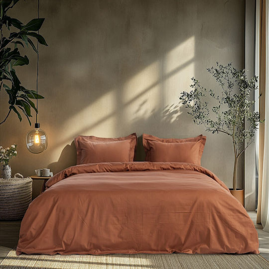 Beauty Home Super-Double Bed Sheets Set with Rubber Hugger 170x200+30cm Mocha 4 Pieces