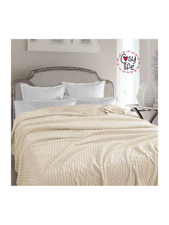 Cosy All Seasons Velvet Blanket Single 160x220cm Ecru