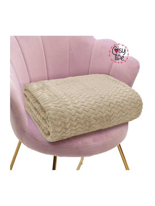 Cosy All Seasons Velvet Blanket Single 160x220cm Beige