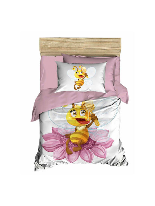 Baby Bettbezug-Set Digitale Druck Rosa Design Biene 100x150 cm