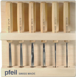 Pfeil D 6er Σετ 6 Εργαλείων Ξυλογλυπτικής Medium-size Ξύλινη Θήκη