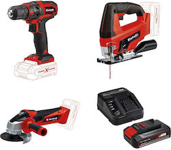 Einhell Pxc Tccd 18/35 Pxc Tcjs 18 Pxc Tcag 18/115 Σετ Γωνιακός Τροχός, Δραπανοκατσάβιδο & Σέγα Einhell Pxc Tccd 18/35 Pxc Tcjs 18 Pxc Tcag 18/115 Σετ Γωνιακός Τροχός, Δραπανοκατσάβιδο & Σέγα