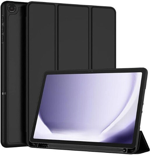 Jteach Tpu Back Tri-fold Flip Cover Stand Book Cover Case Pencil Holder Samsung Galaxy Tab A11 Plus Black