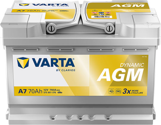 Varta Μπαταρία Αυτοκινήτου Dynamic A7 με Χωρητικότητα 70Ah και CCA 760A Start/Stop