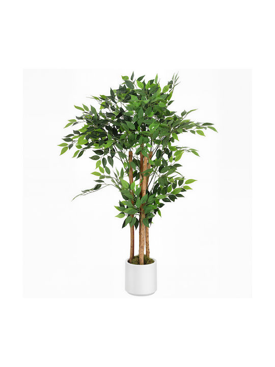 Homcom Artificial Banana Plant Green Peva Wood Pot Container Pp Cement 55x55x120 Cm 83c-192v00gn