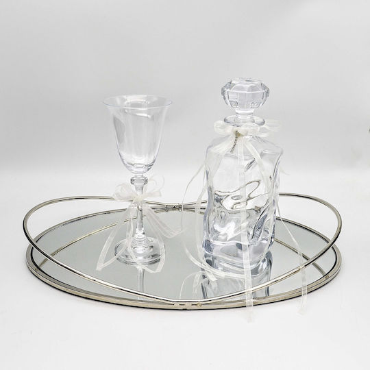 Set Silber / Kristall mit Spiegel 3Stück