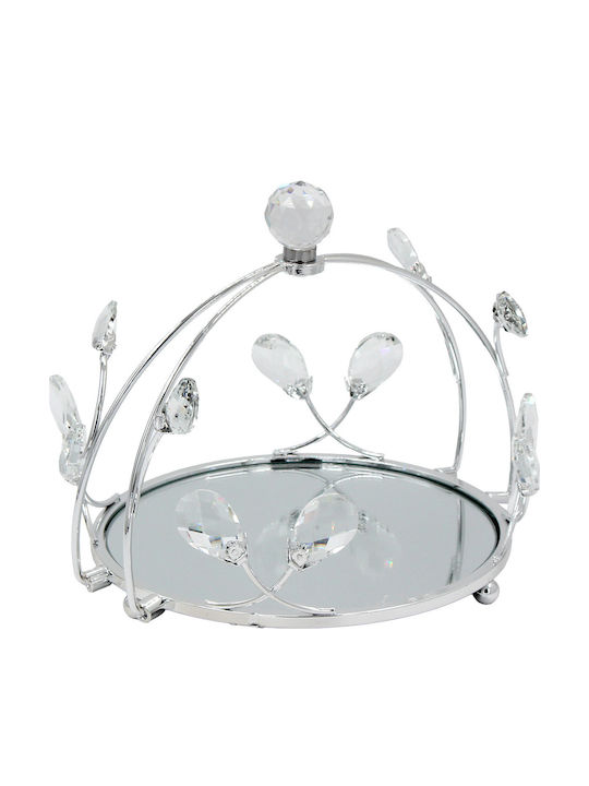 Keskor Metallic Round Decorative Tray with Mirror 22x22x18cm
