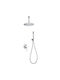 Excel Built-in Mixer, Hand Shower & Shower Head Set for Shower 2 Exits Silver