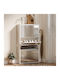 White Wooden Shoe Cabinet with Tilting Shelves L65xD17xH114.5cm