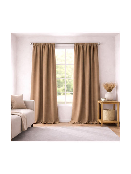 My Home Luxury Curtain With Pencil Pleat Dellia Brown 280x270cm
