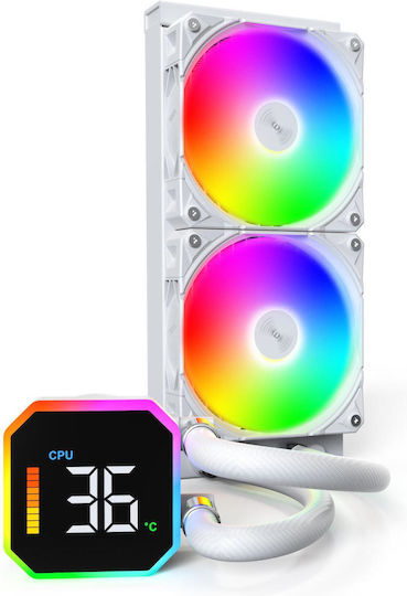 Montech HYPERFLOW DIGITAL 240 Υδρόψυξη AIO CPU με 2 Ανεμιστήρες 120mm και RGB Φωτισμό Λευκή