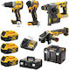 DEWALT Battery Powered Tool Set Angle Wheel Drill Drill Driver Impact Screwdriver 18V with Batteries 5Ah and Case