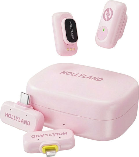 Hollyland LARK A1 Combo Wireless Microphone Flyout Journalistic in Pink Color Cloud Pink
