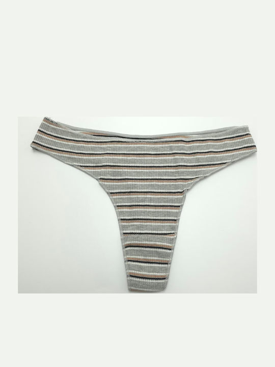 Kokowei Βαμβακερό Γυναικείο String Γκρι