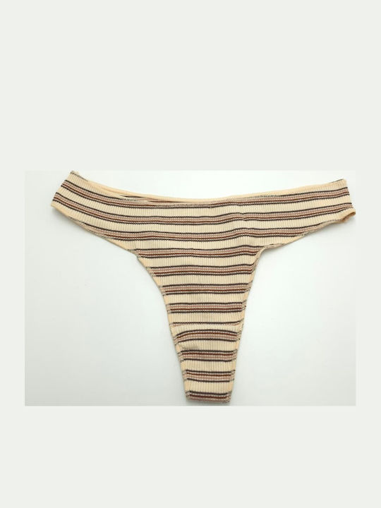 Kokowei Βαμβακερό Γυναικείο String Μπεζ
