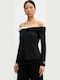 Women's Blouse Long Sleeve White/black, Black