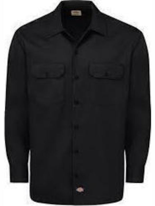 Work Shirt Μακρυμάνικo Πουκάμισο σε Στενή Γραμμή Μαυρο
