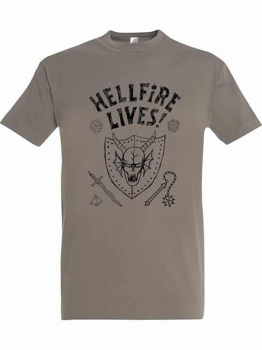 Tricou Unisex Stranger Things Hellfire Lives Kaki