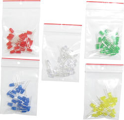 100 τεμάχια LED 5mm, 20 Κόκκινα, 20 Κίτρινα, 20 Πράσινα, 20 Μπλέ και 20 Λευκά. 100pcs LED KIT 100 τεμάχια LED 5mm, 20 Κόκκινα, 20 Κίτρινα, 20 Πράσινα, 20 Μπλέ και 20 Λευκά. 100pcs LED KIT