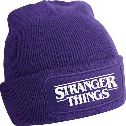 Stranger Things Beanie Unisex Beanie mit Rippstrick in Lila Farbe