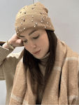 Cap Beanie Beanie Knitted in Beige color