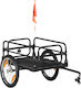 Homcom Bicycle Cart 70l 2 Wheels 16" 2 Reflectors Flag Steel Pe 125x64x53.5 Cm Black B71-054