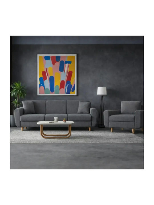 Sofa Set 3+1 Storage & High Comfort Dark Gray 214 X 87x46cm