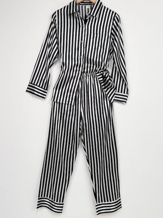 Cootaiya Summer Women's Pyjama Set Black and white