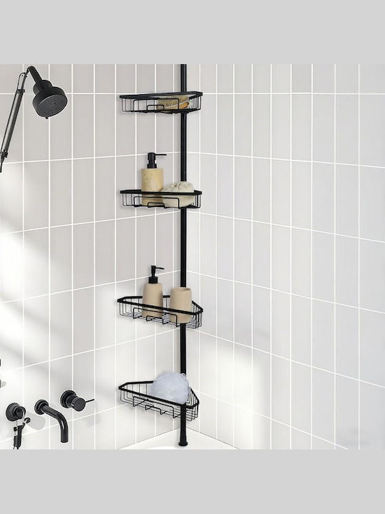 Inter Ceramic Corner Wall Mounted Bathroom Shelf Metallic 22x30x6cm Black