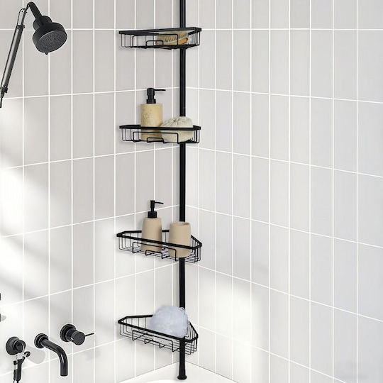 Inter Ceramic Ъглов Стенен Рафт за баня Метален 22x30x6см Черна