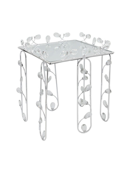 Quadratischer Beistelltisch Glas Silber M36xL36xH40cm