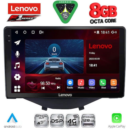 Lenovo Car Audio System for Toyota Aygo 2014-2022 with Clima (Bluetooth/USB/WiFi/GPS/Apple-Carplay/Android-Auto) with Touch Screen 9"