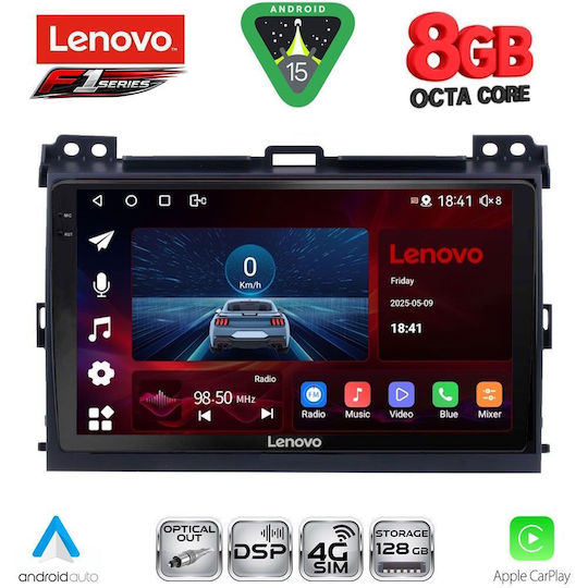 Lenovo Ηχοσύστημα Αυτοκινήτου για Toyota Land Cruiser 2002-2008 (Bluetooth/USB/WiFi/GPS/Apple-Carplay/Android-Auto) με Οθόνη Αφής 9"