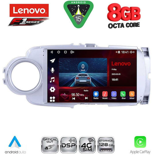 Lenovo Car Audio System for Toyota Yaris 2011-2015 (Bluetooth/USB/WiFi/GPS/Apple-Carplay/Android-Auto) with Touch Screen 9"
