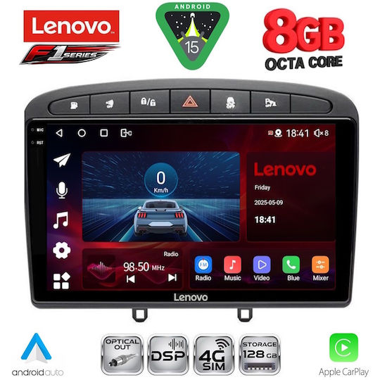 Lenovo Ηχοσύστημα Αυτοκινήτου για Peugeot 308 / RCZ 2007-2012 (Bluetooth/USB/WiFi/GPS/Apple-Carplay/Android-Auto) με Οθόνη Αφής 9"