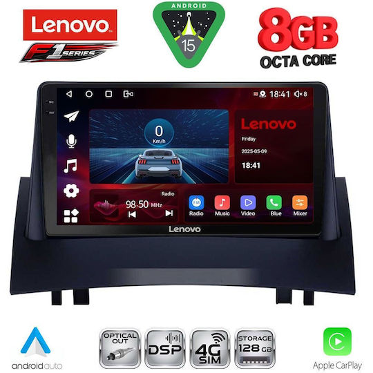 Lenovo Ηχοσύστημα Αυτοκινήτου για Renault Megane 2002-2008 (Bluetooth/USB/WiFi/GPS/Apple-Carplay/Android-Auto) με Οθόνη Αφής 9"