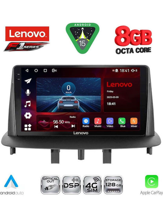 Lenovo Car Audio System for Renault Megane 2009-2016 (Bluetooth/USB/WiFi/GPS/Apple-Carplay/Android-Auto) with Touch Screen 9"