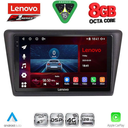 Lenovo Car Audio System for Skoda Rapid 2014-2019 (Bluetooth/USB/WiFi/GPS/Apple-Carplay/Android-Auto) with Touch Screen 9"