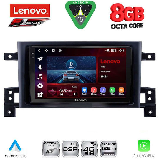 Lenovo Ηχοσύστημα Αυτοκινήτου για Suzuki Grand Vitara 2005-2015 (Bluetooth/USB/WiFi/GPS/Apple-Carplay/Android-Auto) με Οθόνη Αφής 9"