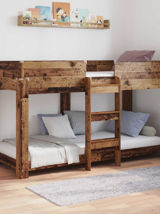 Kids Bed Bunk Single Brown for Mattress 80x190cm