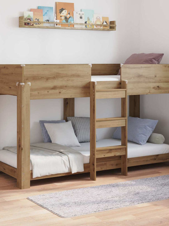 Kids Bed Bunk Single Brown for Mattress 80x190cm